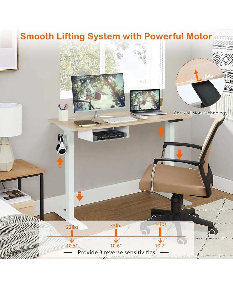 48-Inch Electric Standing Adjustable Desk with Control Panel and Usb Port
