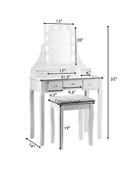Vanity Dressing Table Set with 10 Dimmable Bulbs and Cushioned Stool
