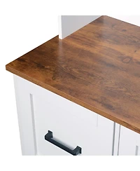 Hall Tree with Bench, Shelves & Drawers
