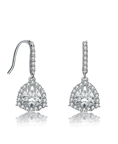 White Gold Plating with Clear Cubic Zirconia Hook Drop Earrings