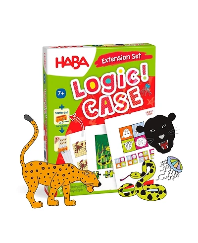 Haba Logic Case Extension Set: Dangerous Animals Ages 7+ Travel Games, Learning Toys, Flash Cards for Kids, Brain Teaser Puzzle Games
