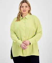 I.n.c. International Concepts Plus Collared Split-Side Shirt, Exclusively at Macy's