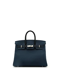 Pre-Owned Hermes Birkin 25 Handbag Tricolor Epsom with Palladium Hardware