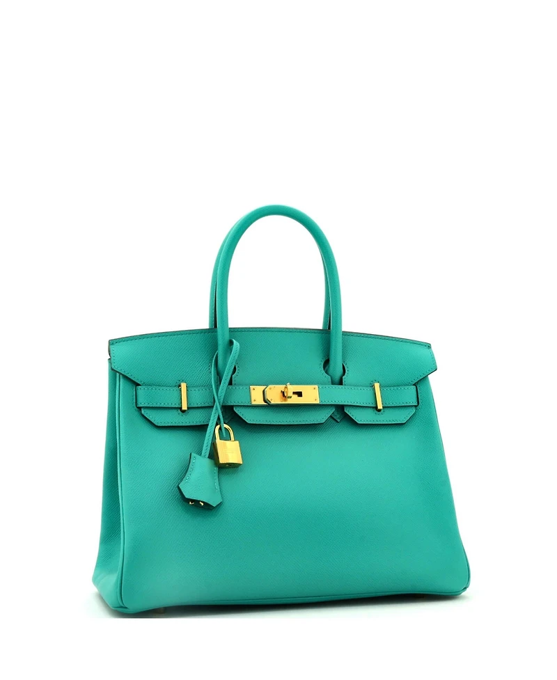 Pre-Owned Hermes Birkin 30 Handbag Green Epsom with Gold Hardware