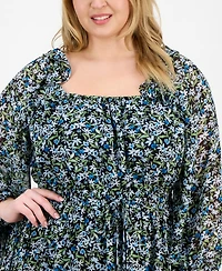 On 34th Trendy Plus Floral-Print Smocked-Waist Dress, Exclusively at Macy's