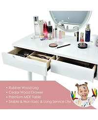 Touch Screen Vanity Makeup Table Stool Set with Lighted Mirror