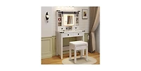 Makeup Vanity Desk with Mirror and Adjustable Storage Shelves