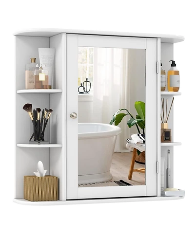 Wall-Mounted Bathroom Mirror Cabinet with Storage Shelves