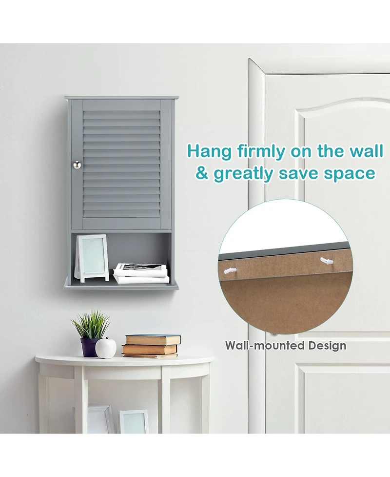 Bathroom Wall Mount Storage Cabinet Single Door with Height Adjustable Shelf