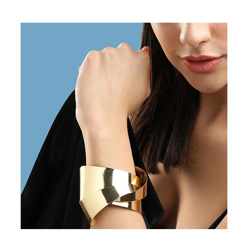 Sohi Gold-Plated Handcuff Contemporary Bracelet