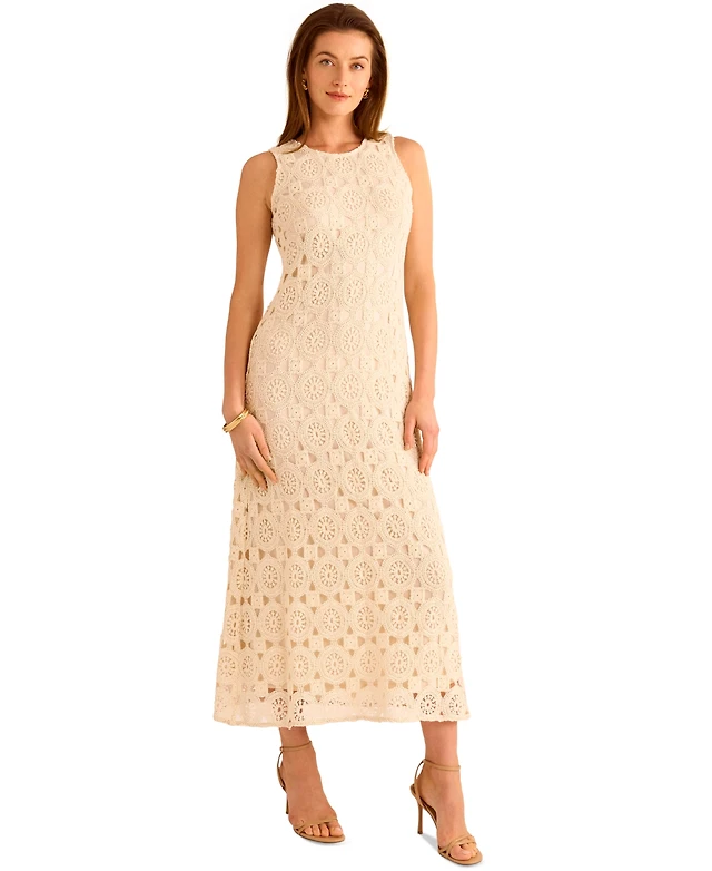 vince camuto tiered crochet trim maxi dress Vince Camuto | Dresses | Nwt Vince Camuto Crochet Trim Sleeveless Tiered In Rich Black Lace Maxi Dress