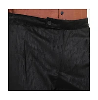 Campus Sutra Men's Obsidian Black Veined Tailored Trousers