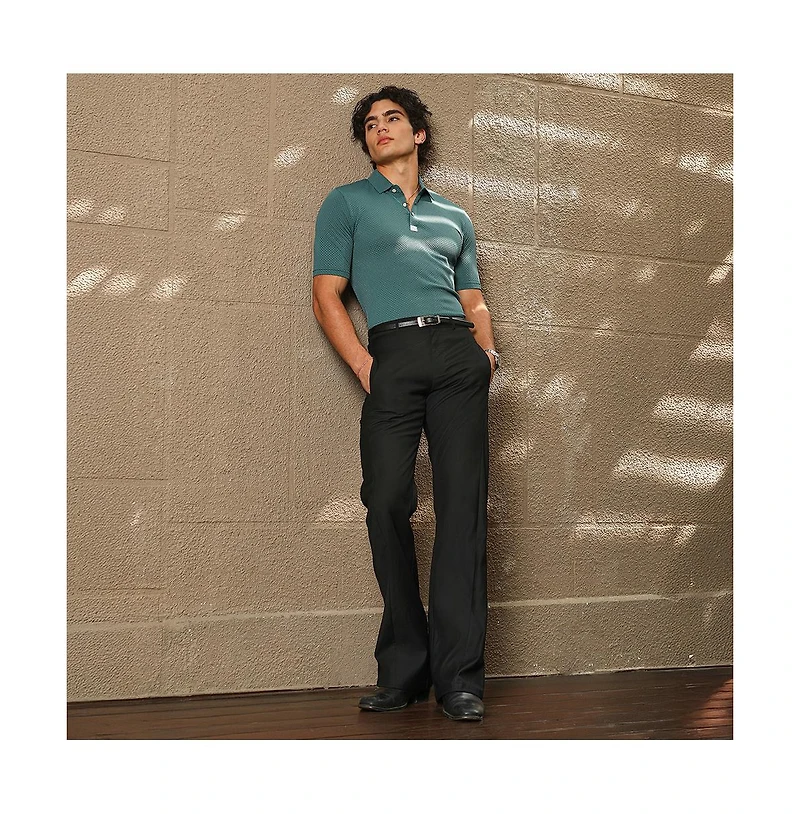 Campus Sutra Men's Emerald Green Warp-Tactile Polo T-Shirt