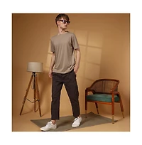 Campus Sutra Men's Cloud Grey Solid Regular T-Shirt