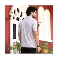 Campus Sutra Men's Saltbox Beige Seamless Cuboid Polo T-Shirt