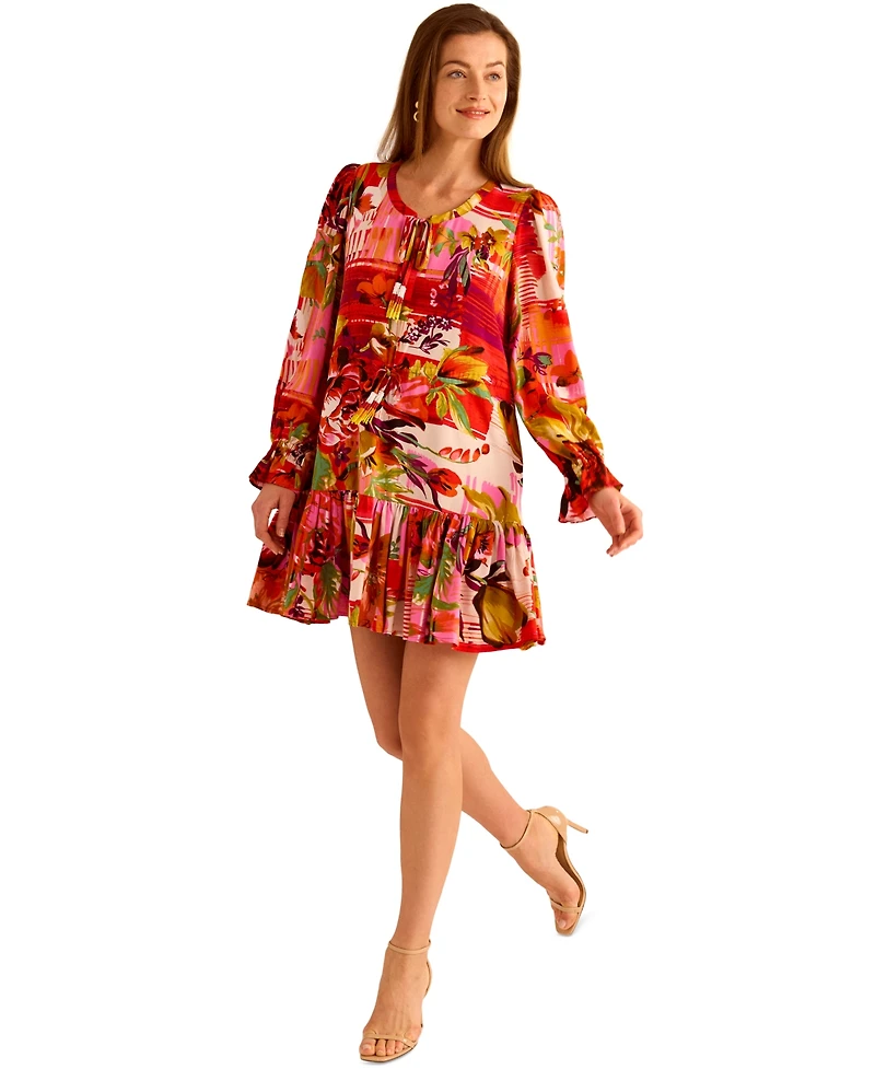 Vince Camuto Women's Printed Ruffle-Hem Mini Dress