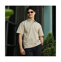 Campus Sutra Men's Sand Beige Scratch-Tactile Polo T-Shirt
