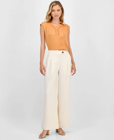 T Tahari Women's Pleated Wide-Leg Pants