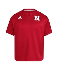 Adidas Men's Red Nebraska Huskers Dugout Coaches Adizero Notch Neck Pullover Sweatshirt