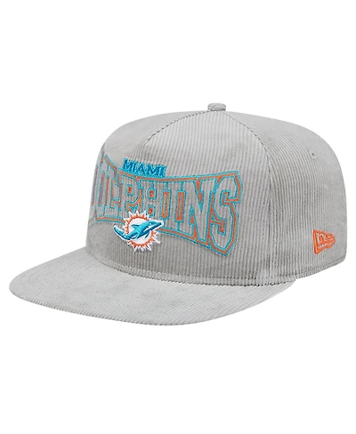 New Era Men's Gray Miami Dolphins Corduroy Golfer Adjustable Hat