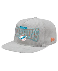 New Era Men's Gray Miami Dolphins Corduroy Golfer Adjustable Hat