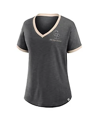 Fanatics Women's Black Colorado Rockies Binge Worthy Stadium Slub V-Neck T-Shirt