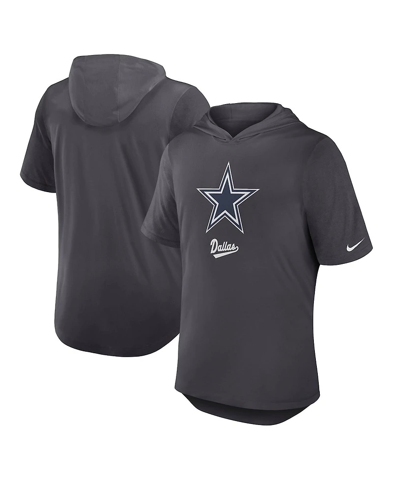Nike Men's Anthracite Dallas Cowboys Tri-Blend Performance Hoodie T-Shirt