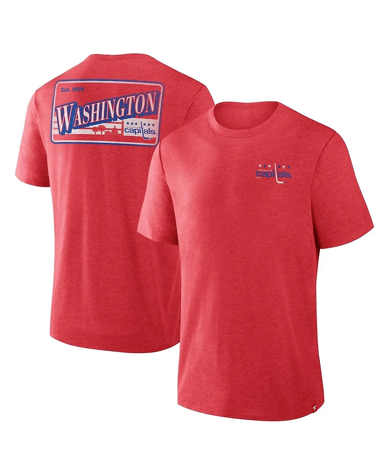 Fanatics Men's Heather Red Washington Capitals Fan Lanes Tri-Blend T-Shirt