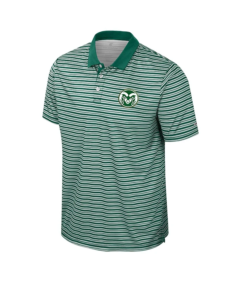 Colosseum Men's Green Colorado State Rams Striped Polo Shirt