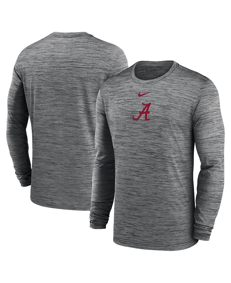 Nike Men's Charcoal Alabama Crimson Tide 2025 Sideline Velocity Performance Long Sleeve T-Shirt