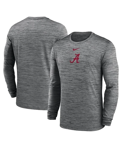Nike Men's Charcoal Alabama Crimson Tide 2025 Sideline Velocity Performance Long Sleeve T-Shirt