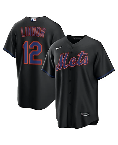 Nike Men's Francisco Lindor Black New York Mets Alternate Replica 2.0 Player Jersey