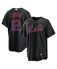 Nike Men's Francisco Lindor Black New York Mets Alternate Replica 2.0 Player Jersey
