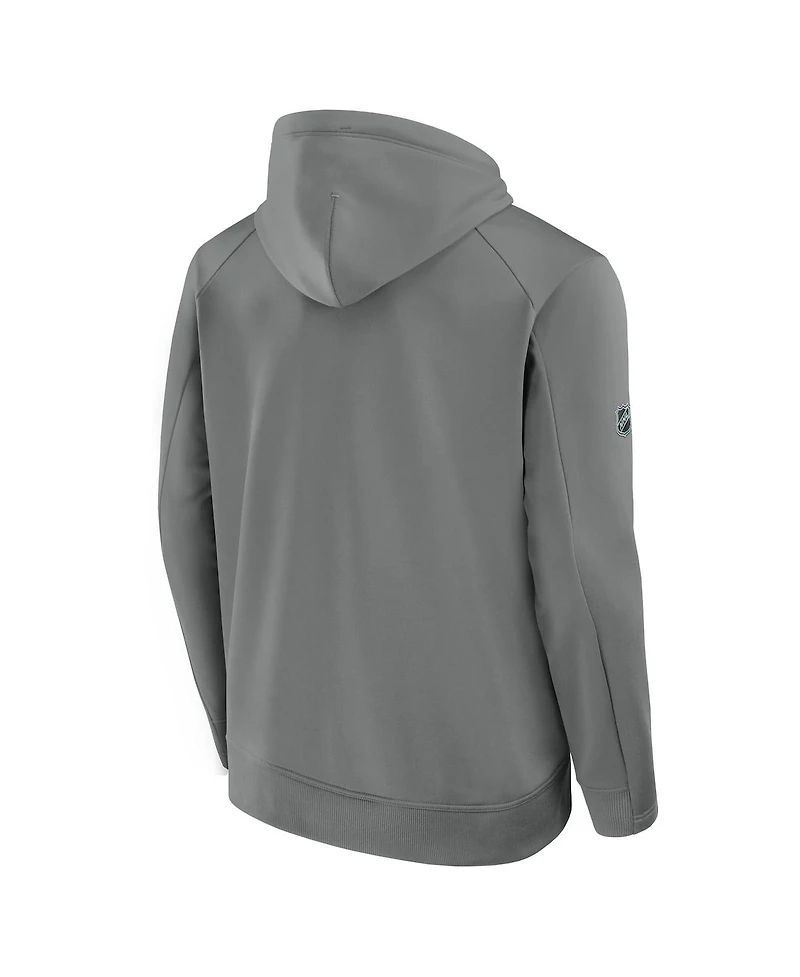 Fanatics Men's Gray Vegas Golden Knights 2025 Stanley Cup Playoffs Authentic Pro Rink Fly Fleece Pullover Hoodie
