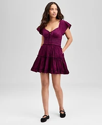 And Now This Women's Cotton V-Neck Fit & Flare Lace Dress, Exclusively at Macy's