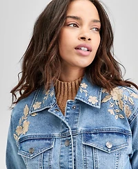 And Now This Women's Embroidered Trucker Denim Jacket, Exclusively at Macy's
