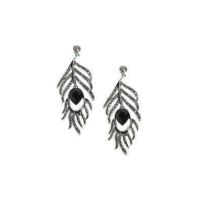 Sohi Stone Leaf Drop Earrings