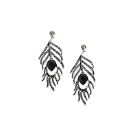 Sohi Stone Leaf Drop Earrings