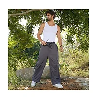 Campus Sutra Men's Moon Grey Checkered Baggy Cargo Pants
