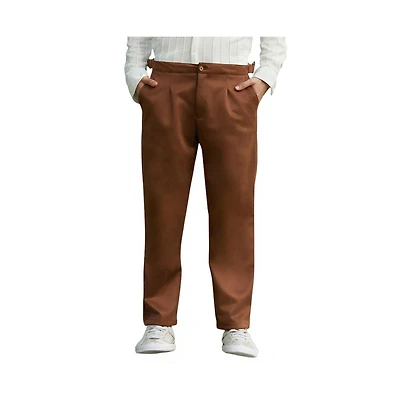 Campus Sutra Men's Chocolate Brown Tailored Suede Trousers