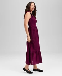 And Now This Women's Cotton Ruffle-Trim Scoop-Neck Voile Maxi Dress, Exclusively at Macy's