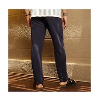 Campus Sutra Men's Navy Blue Micro-Waffle Chino Trousers