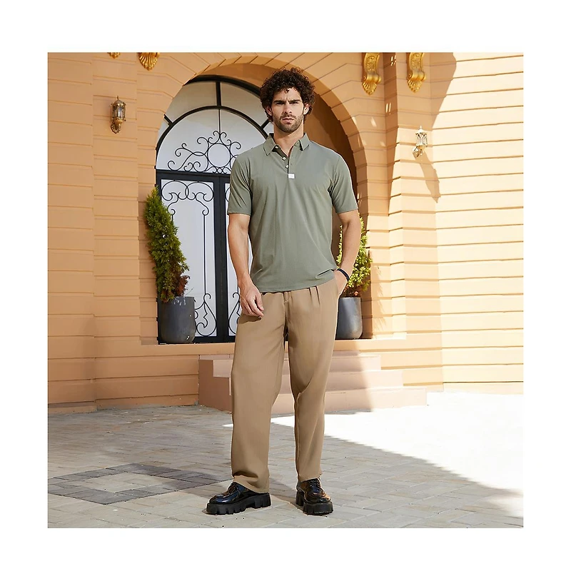 Campus Sutra Men's Olive Green Seamless Cuboid Polo T-Shirt