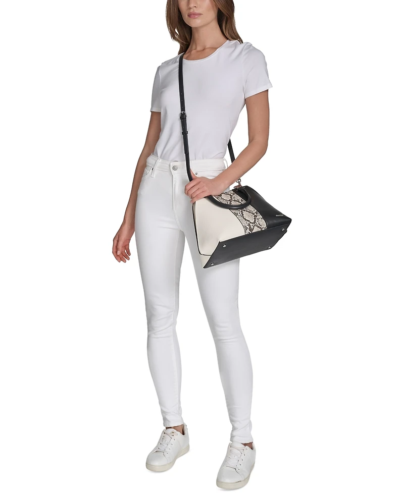 Calvin Klein Granite Convertible Pieced Snake Satchel