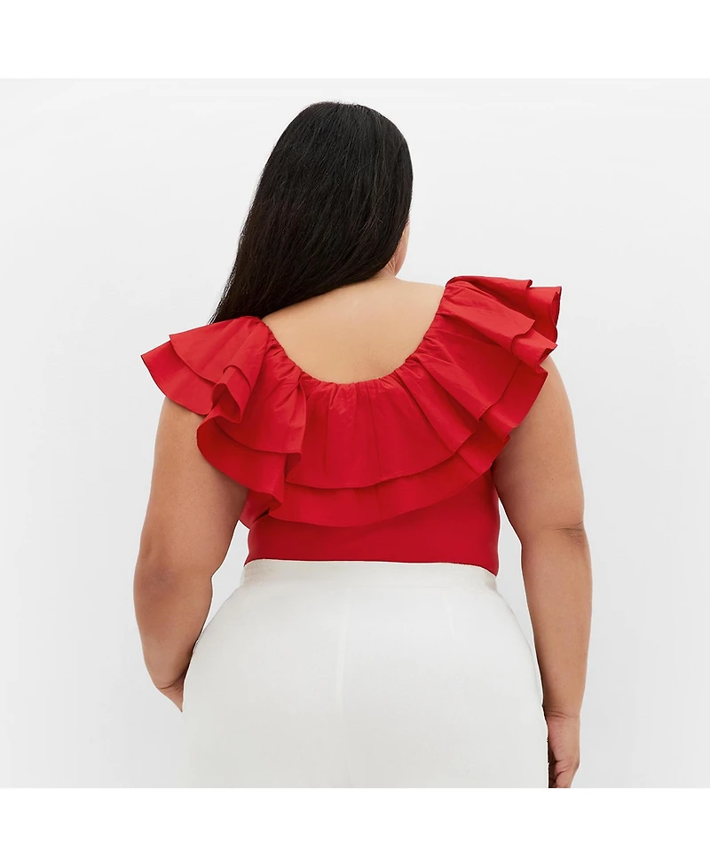 City Chic Plus Size Frill Shoulder Bodysuit