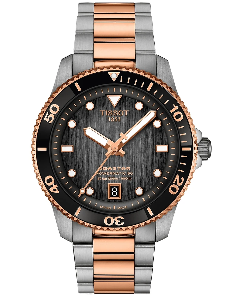 Tissot Men's Swiss Automatic Seastar 1000 Powermatic 80 Two-Tone Stainless Steel Bracelet Watch 40mm