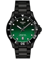 Tissot Men's Swiss Seastar 1000 Black Pvd Stainless Steel Bracelet Watch 40mm