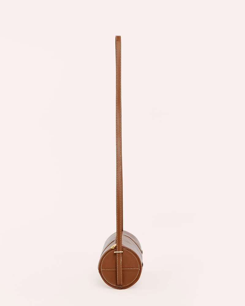 Women's Woven Leather Barrel Bag, Created for Macy's