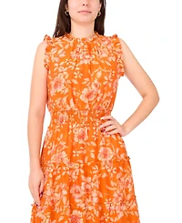 Sam & Jess Petite Ruffle-Neck Smocked-Waist Maxi Dress