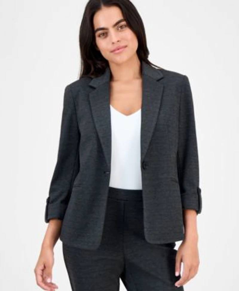 Ak Anne Klein Womens Notch Lapel Button Front Jacket P Xxs Xl